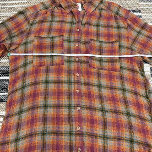 Anthropologie Pilcro Shirt Womens Medium Plaid Button Front Relaxed Long Sleeve - Picture 9 of 15